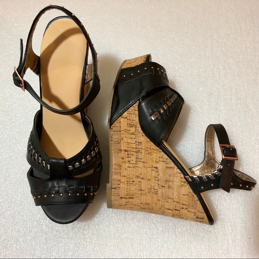 Black Wedge Heels